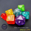 Bescon Unicorns Rainbow Sparkled Polyhedral D&D Dice Set of 7 Colorful RPG Role Playing Game Dice 7pcs Set